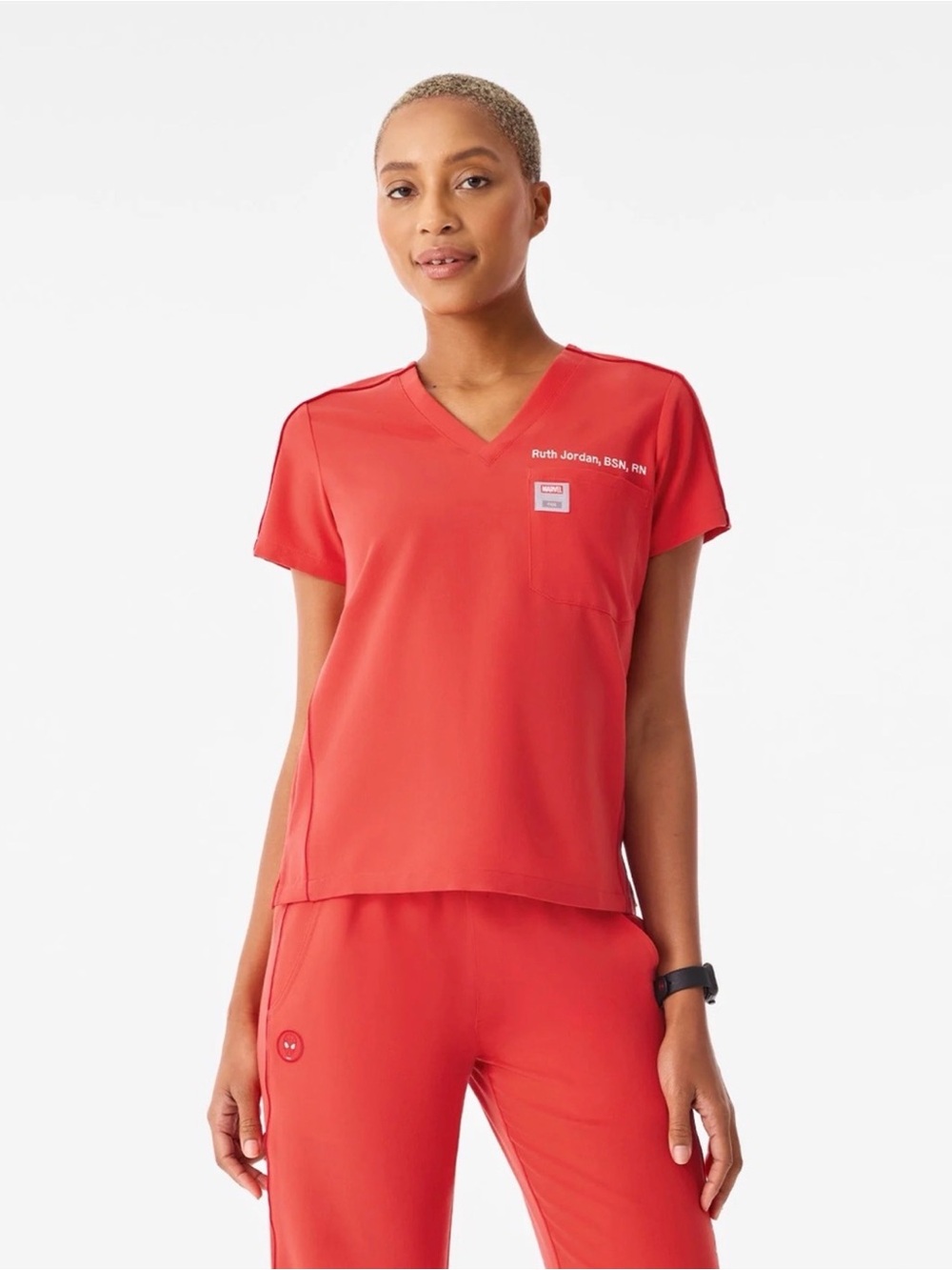 FIGS Spider-Man MARVEL Hibiscus Red Catarina Scrub Top Women XS X-SMALL NEW